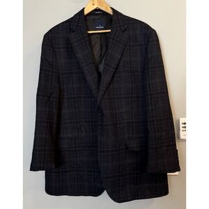 Daniel‎ Hechter Blazer Plaid Pure New Wool Tweed Sport Coat Zipper Pocket 44